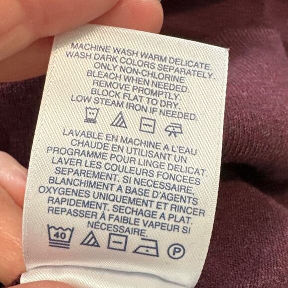 Land's End Women's Cotton Blend Maroon Short Sleeve Knit Sweater Top, Size S - Picture 6 of 6